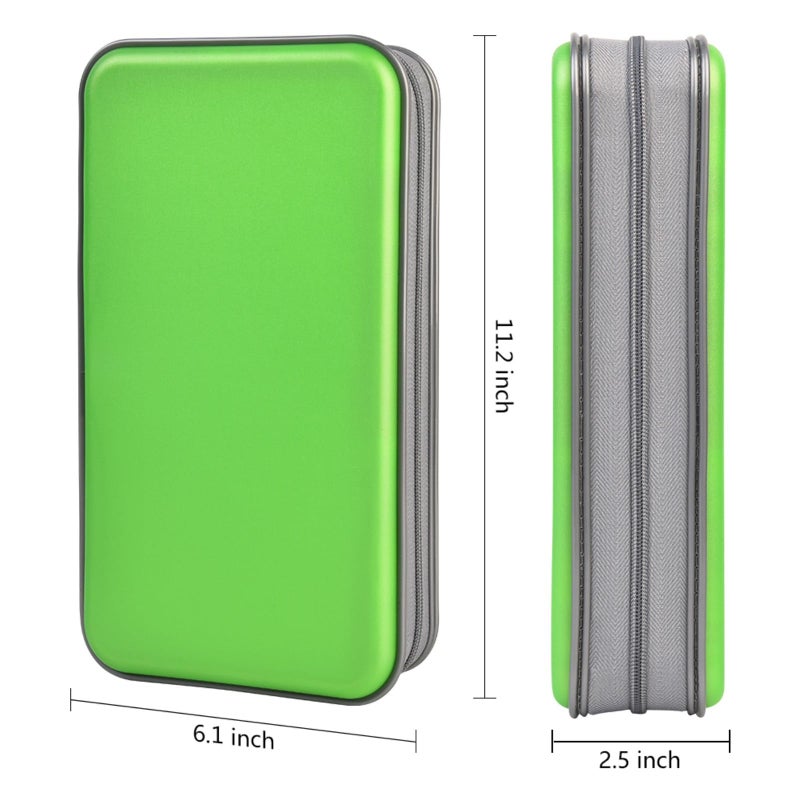 alavisxf xx CD Case, 96 Capacity Hard Plastic CD Holder Protective DVD Disc Storage Case Holder Portable Zipper CD DVD Organizer Storage Wallet for Car Home Travel (96 Capacity, Green) - Image 4